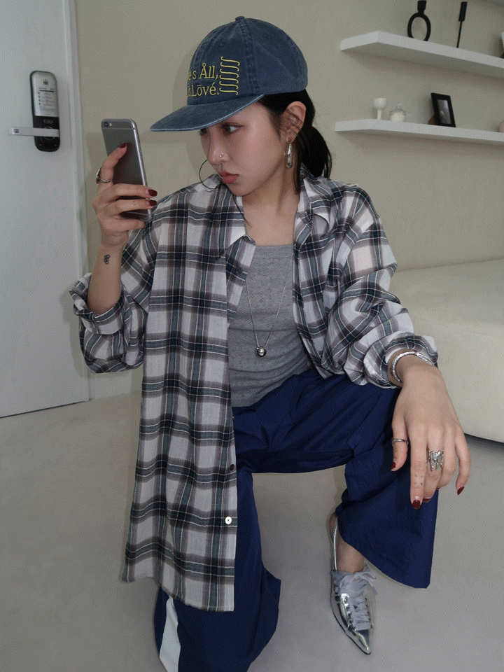 Moment over fit check shirt (남여공용/오뮤즈 추천)